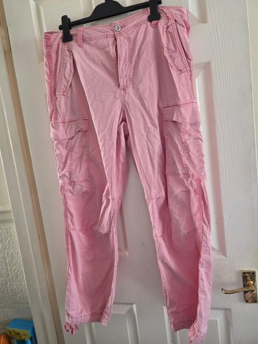 Pink cargo pants trousers - pink,
