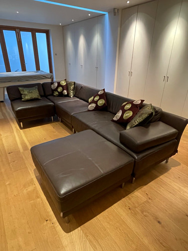 Habitat brown leather corner - habitat,