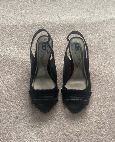 Coast black satin slingback