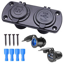 Car Dual USB Charger Cigarette Lighter Socket Power Outlet Waterproof Boat 12V