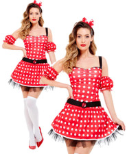 Fever Miss Minnie Costume Womens Ladies Storybook Mouse Fancy Dress UK 8-12