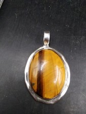 Large 925 Silver And Tigers Eye Pendant Joseph Esposito previously On QVC 