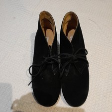 Clarks Originals, Black Suede Lace Up Wedge Boot....size 5...Good