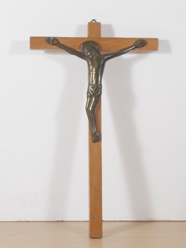 Vintage wooden crucifix wall - wooden,