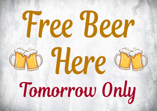 Free beer here sign - metal, man