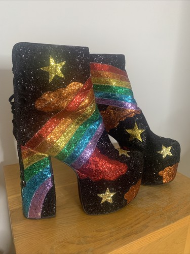 Rainbow glitter boots - rainbow,