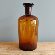 Large amber glass apothecary - large,