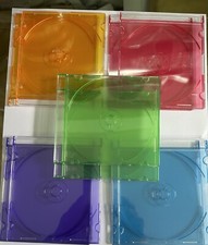 10 x Colored Transparent CD, DVD & Bluray Discs Slim Plastic CD Jewel Cases New