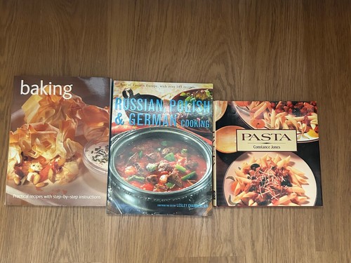 Assorted cookbooks in - 3, x