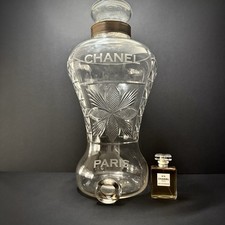 RARE Vintage 1940s Chanel Paris Etched Perfume Dispensary Glass Display Bottle