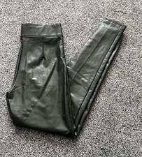 Marks And Spencer Women's Green Casual Faux Leather Trousers - Ladies Size UK 8