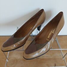 BALLY Shoes Ladies Heeled Ponte Shank Pumps Branca VINTAGE 8.5 B Leather