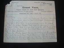 AUTOGRAPHED LETTER TO  HENRY COTTON GOLFER  FROM ERNEST VAUX CLUB MAKER 1937