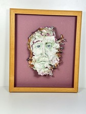 Hand-Sculpted Porcelain Face Mask Art – Framed Studio Sculpture Glass Eyes