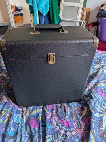 Vintage black record storage - record,