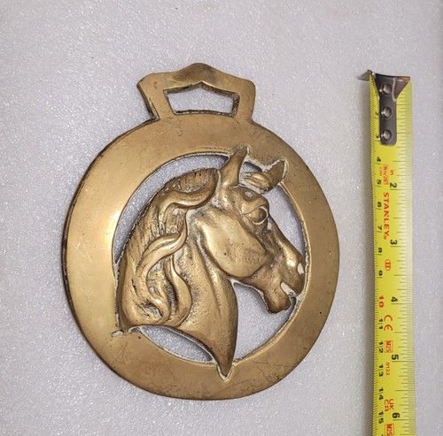 Vintage oversize horse brass - brass,