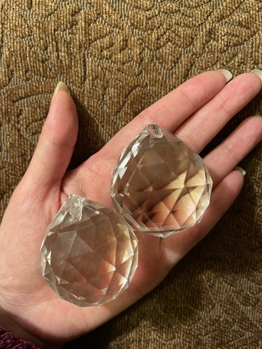2pcs clear faceted sphere - faceted,