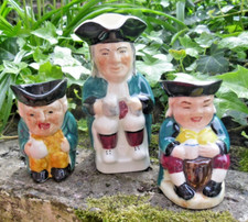 3 Vintage Staffordshire Toby Jugs Wood Burlington Tubby Old Staffs Shorter Sons