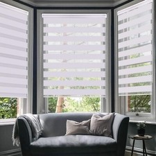 Easy Fix Zebra Roller Blind Day and Night Blinds Curtains 60cmx150cm 2Pack White