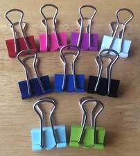 5 x Mini Colour Metal Bulldog Clips/Foldback Binder Grips ~ Paper/Filing/Hanging