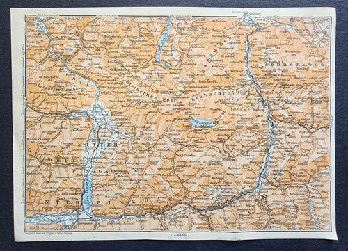 Antique 1911 map salzburg - antique,