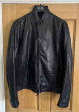 VGC - MENS NAVY BLUE ARMANI EXCHANGE LAMB LEATHER GOAT SUEDE BIKER JACKET SIZE M