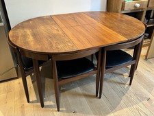 Hans Olsen Frem Rojle Danish Teak Round Extending Table & 6 Chairs Vintage Set