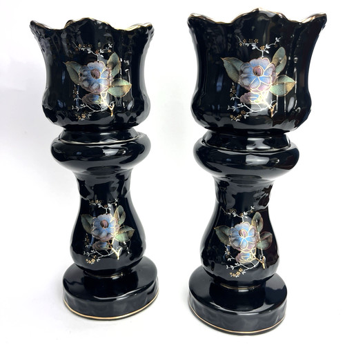 Vintage black ceramic pedestal - black,