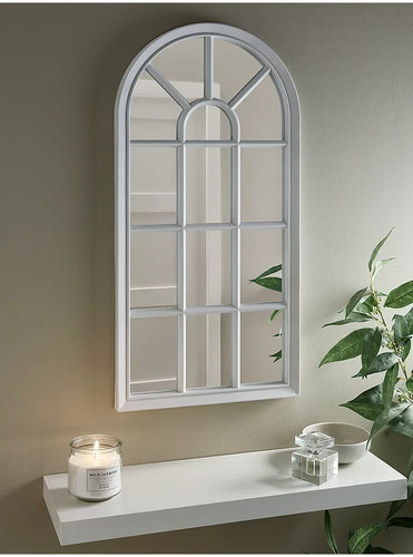White arched window mirror - white,