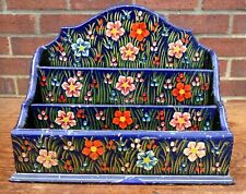 C1900 antique Kashmiri Indian antique painted papier mache letter desk rack