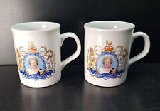 QUEEN ELIZABETH II SET OF 2 DIAMOND JUBILEE 1952-2012 CERAMIC TEA CUP COFFEE MUG