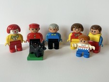 6 x Vintage Lego Duplo PEOPLE FIGURES Clown FARMER, Family With Child Boy Dog