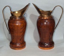 2 x wooden jugs vintage