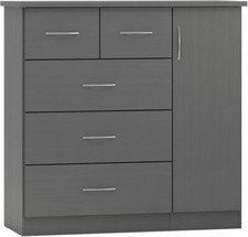 NEVADA 3D EFFECT GREY 5 DRAWER