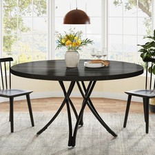 47" Dining Table, Wood Circle Kitchen Table for 4