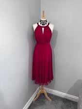 Hobbs Red Occasion Party Midi Dress With Halter Neck/Keyhole Detail Uk 12