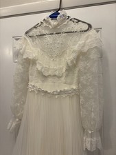 Vtg Prairie Lace Dress High