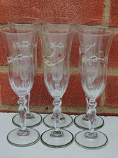 6 Johnson Brothers, Champagne Flutes, Floral, Eternal Beau Glasses, 21cm, VGC fp