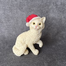 White Cat in Santa Hat