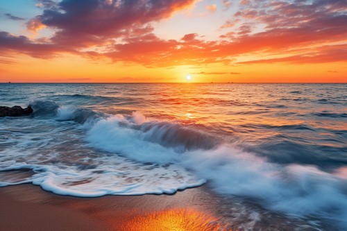 Stunning sunset beach seascape - sunset,