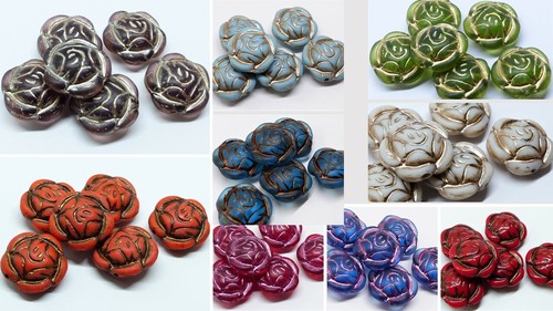 16mm czech glass rose - czech,