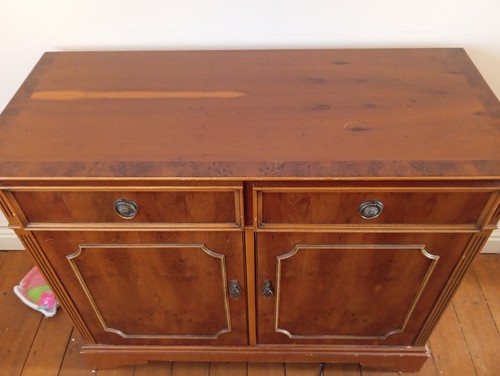 Yew veneer sideboard - yew,