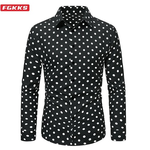 Men casual polka dot shirt - polka,