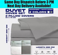 Microfiber Plain Duvet Cover Set with 2 Pillowcase Single Double King Sizes