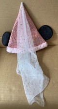 Walt Disney World Minnie Mouse Ears Princess Hat Pink Sparkly Veil Youth Size 