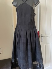 Pretty Myleene Klass Black Halter Cotton Midi Dress Size 12