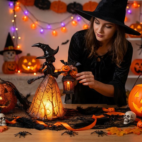 Halloween witch lamp - witch, lamp,