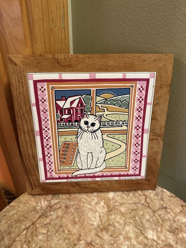 Vintage cat ceramic tile - vintage,