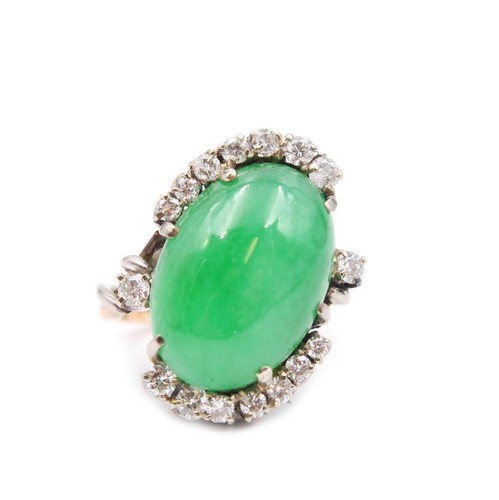 Asian jadeite and - diamonds, 14k