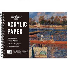 A4 Acrylic Paper for Painting - 20 Sheet Drawing Paper 300Gsm, Acid-Free & Cold